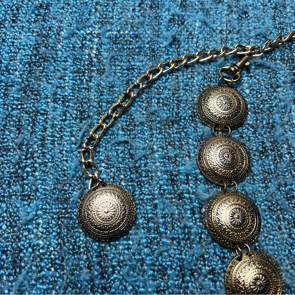 Round Medallion Metal Chain Belt Y2K Gold Tone - Picture 2 of 5